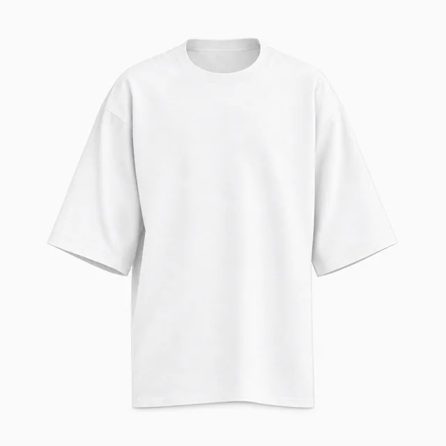 Blank white wide-sleeve crew-neck T-shirt mockup