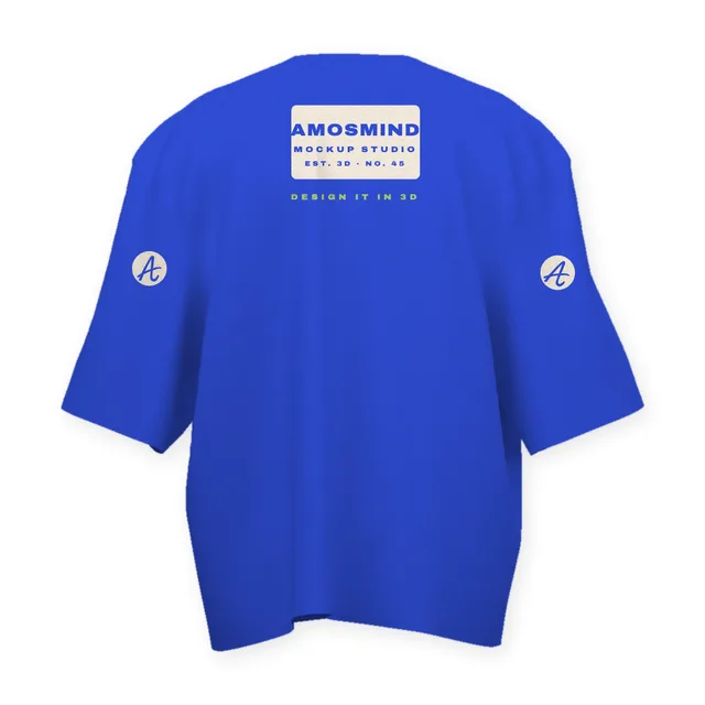 Back of the Wide boxy T-shirt mockup with AmosMind artwork