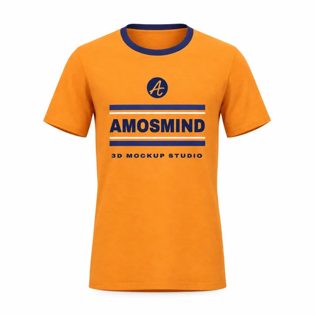Wide-neck T-shirt mockup with AmosMind artwork