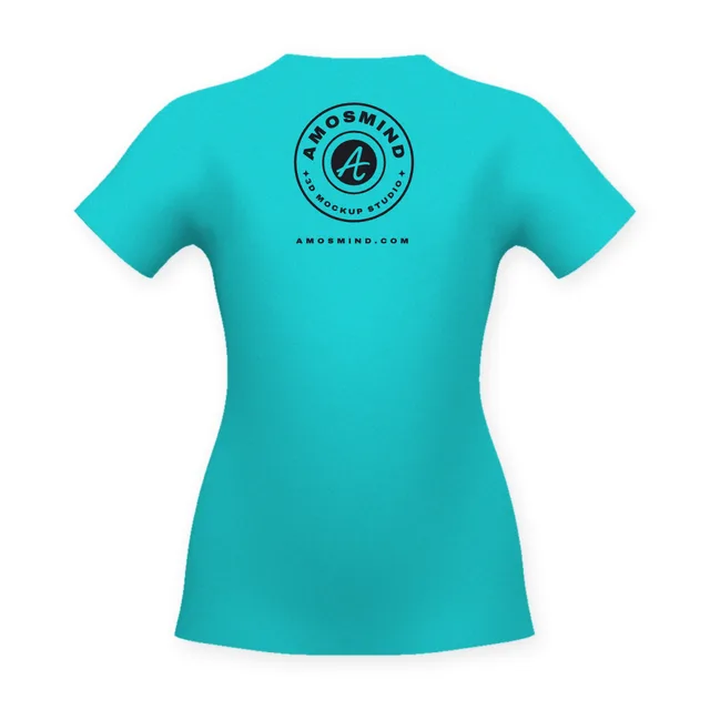 Back of the Women's cap-sleeve T-shirt mockup with AmosMind artwork