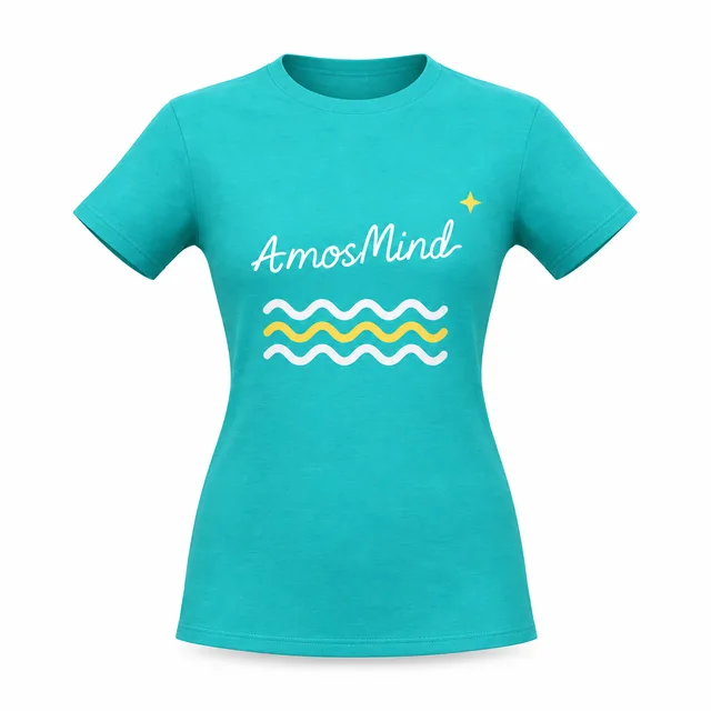 Women's cap-sleeve T-shirt mockup with AmosMind artwork