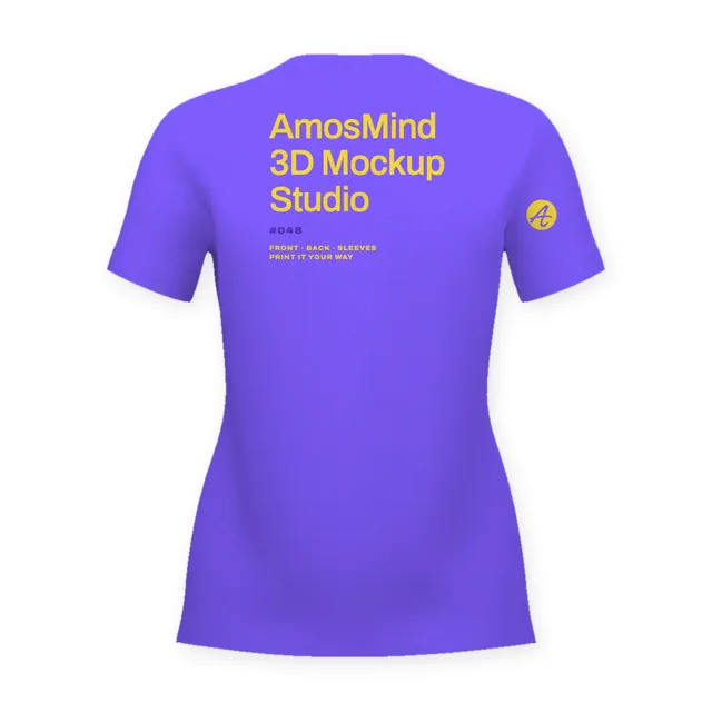 Back of the Women's V-neck T-shirt mockup with AmosMind artwork