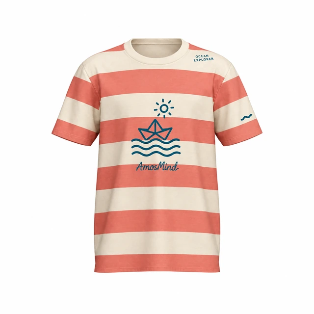 Youth crew-neck T-shirt mockup with AmosMind artwork