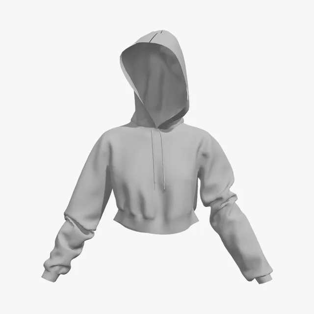 Blank grey cropped hoodie mockup
