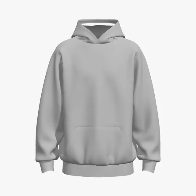 Blank grey drop-shoulder pullover hoodie mockup