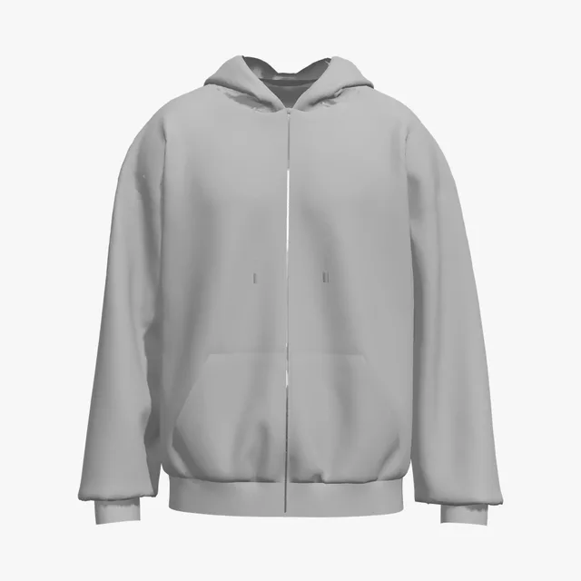 Blank grey full-zip hoodie mockup