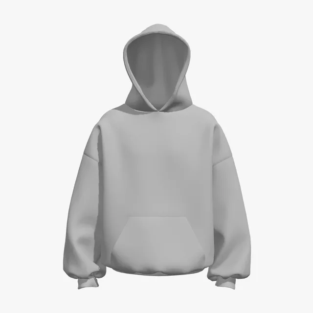Blank grey relaxed pullover hoodie mockup