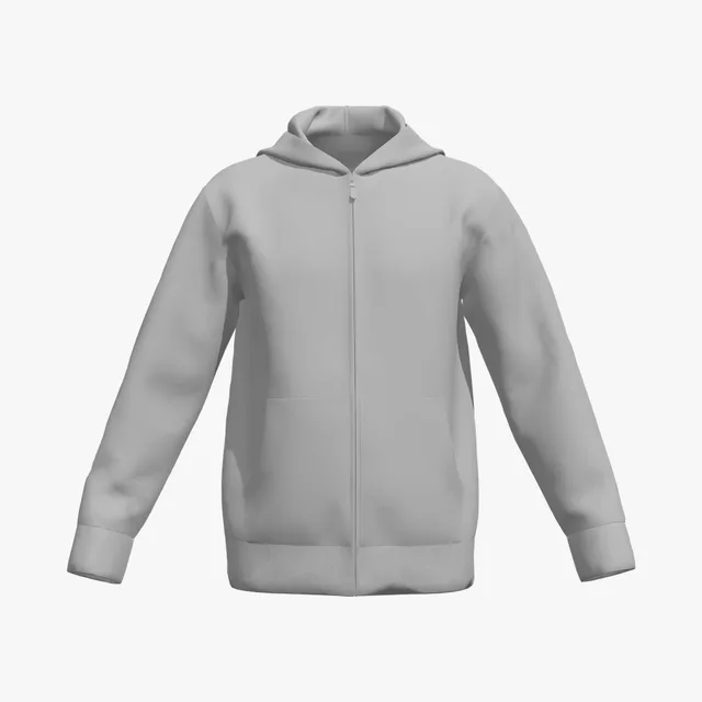 Blank grey relaxed zip hoodie mockup