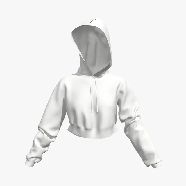Blank white cropped hoodie mockup