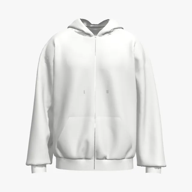 Blank white full-zip hoodie mockup