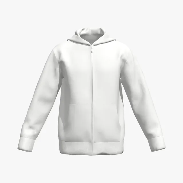 Blank white relaxed zip hoodie mockup