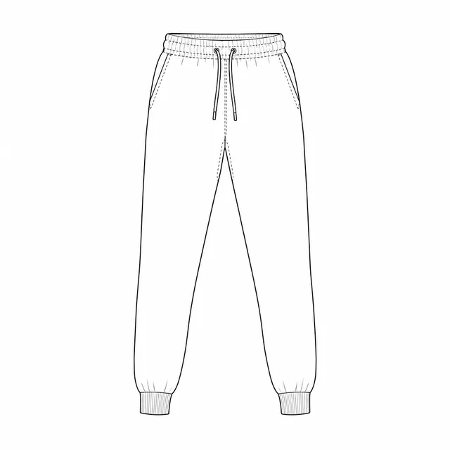 Technical drawing of cuffed sweatpants