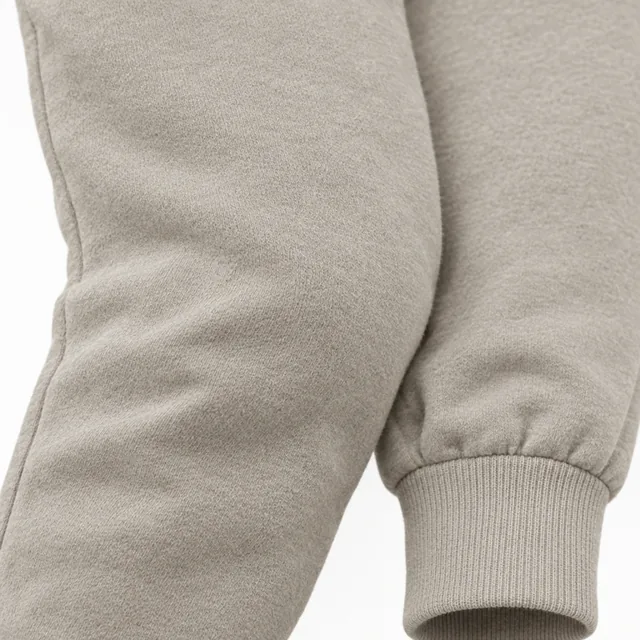 Close-up of fleece knit sweatpants