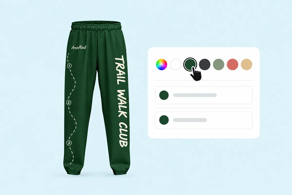 Changing the joggers to forest green in the color panel