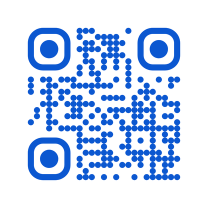 Blue QR code made of dots