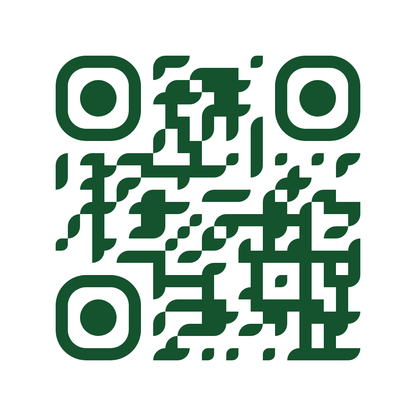 Dark green QR code with cut-corner modules