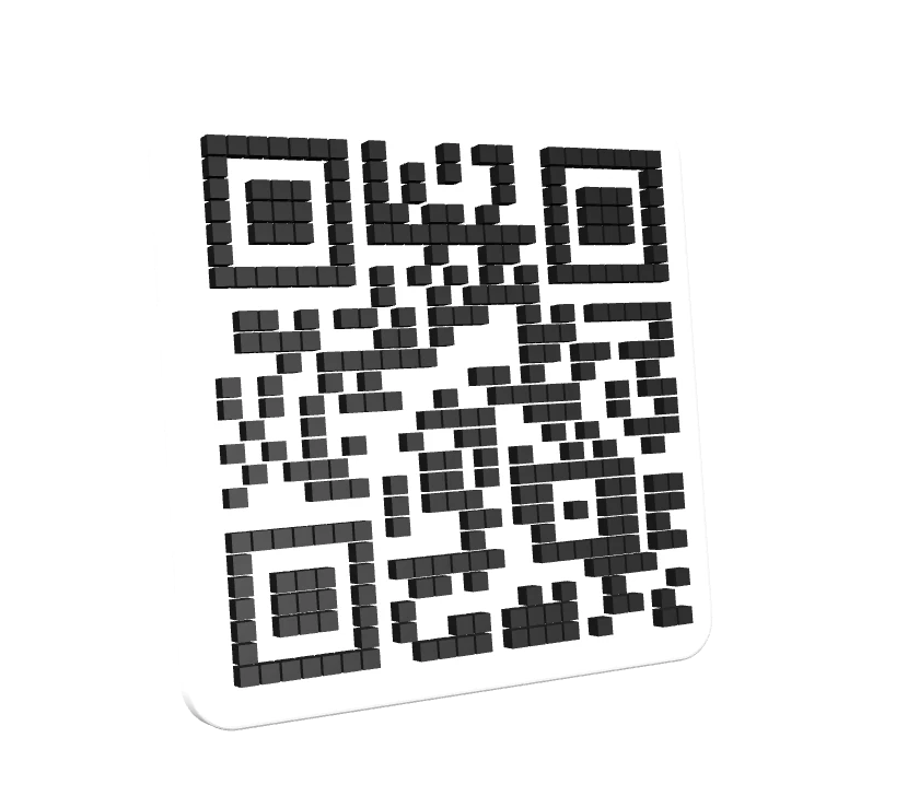 QR code with raised black modules on a white plate