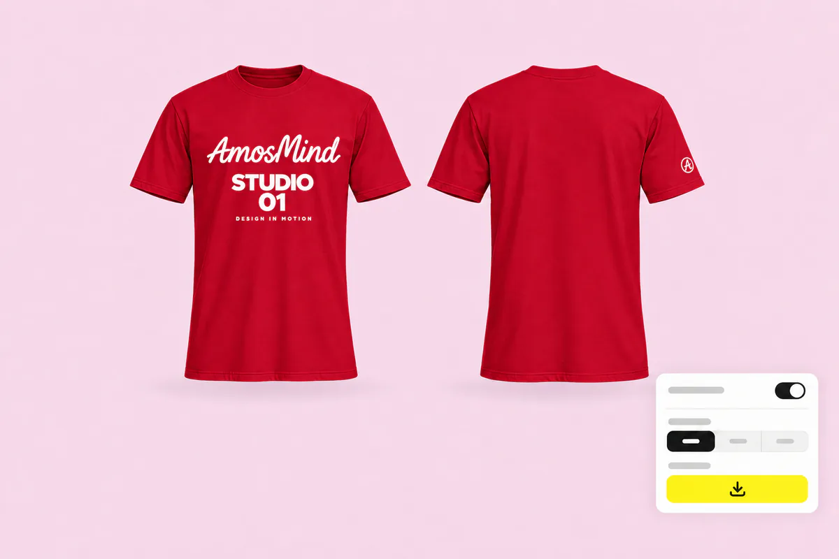 Front and back renders of the red T-shirt with the export settings