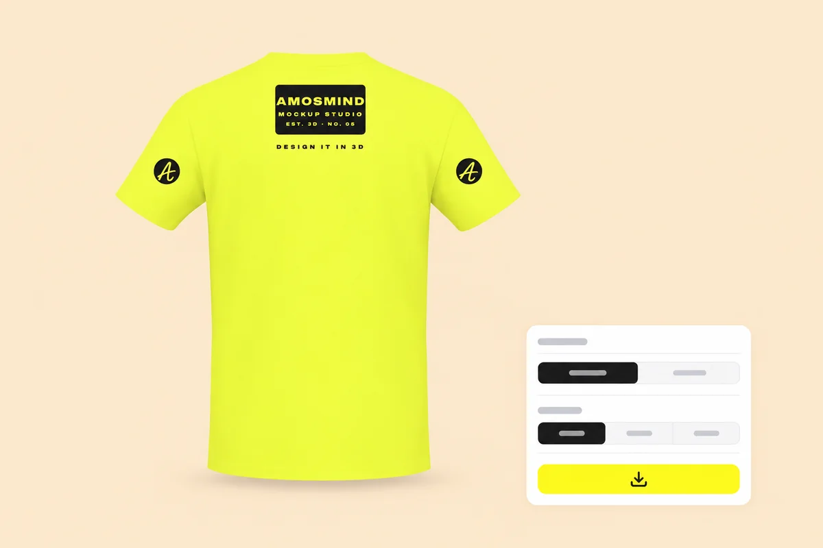 A render of the back of the yellow T-shirt with the export settings