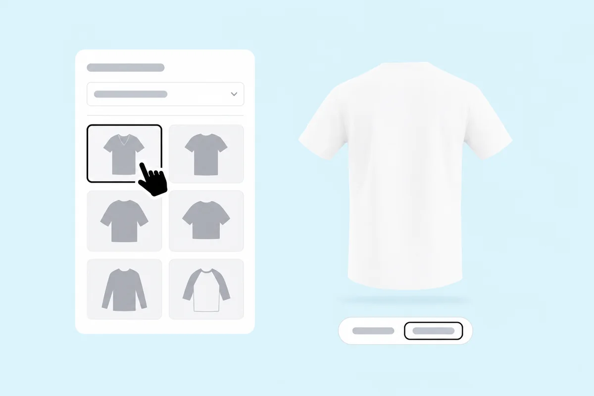 Choosing the V-neck T-shirt in the mockup panel and turning it to the back