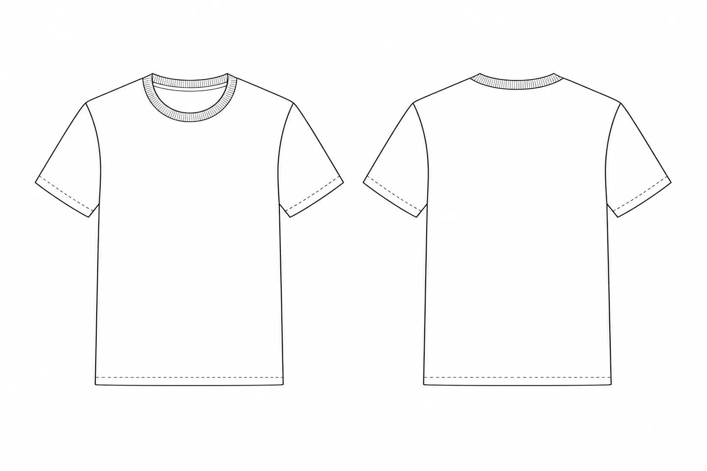 Print areas on a crew-neck T-shirt, front and back