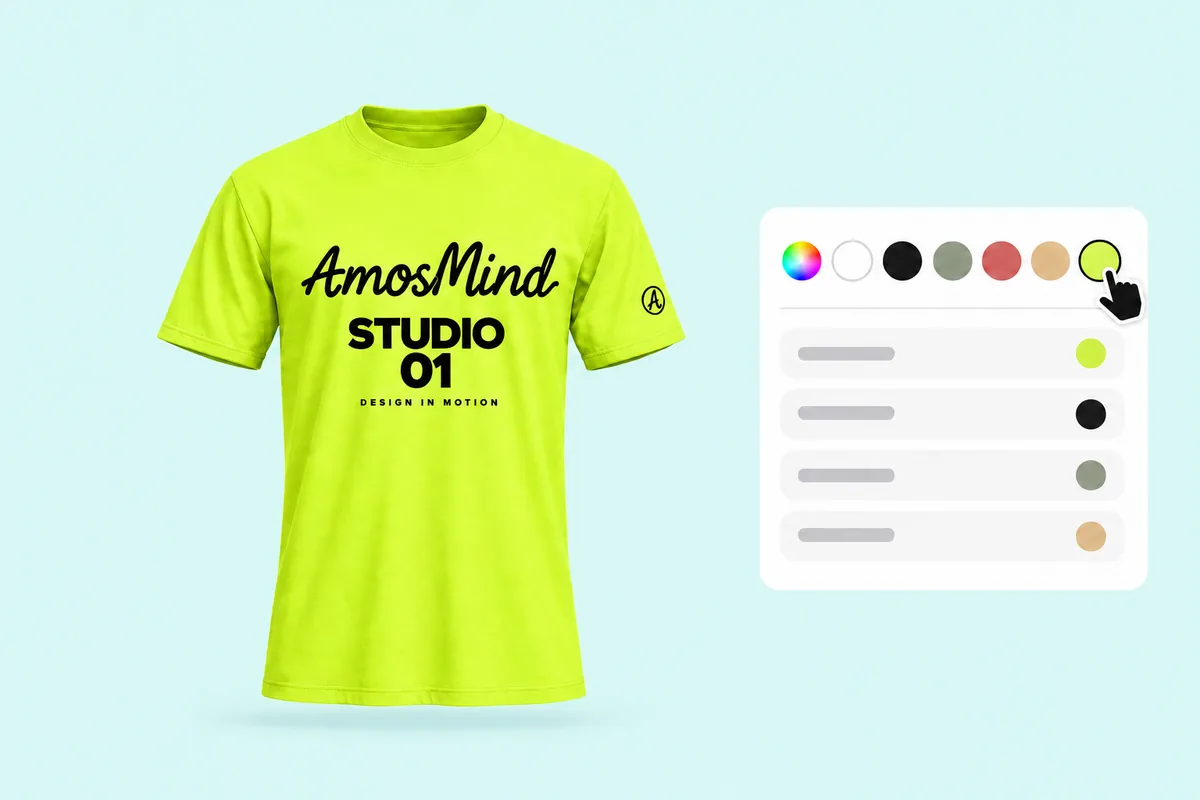 Changing the T-shirt color to lime in the garment color panel