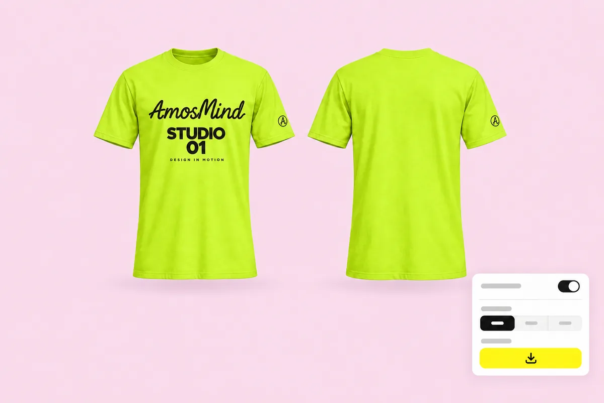 Front and back renders of the same T-shirt with export settings
