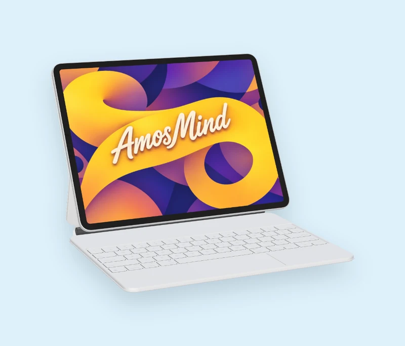 Tablet mockup: Landscape on a keyboard
