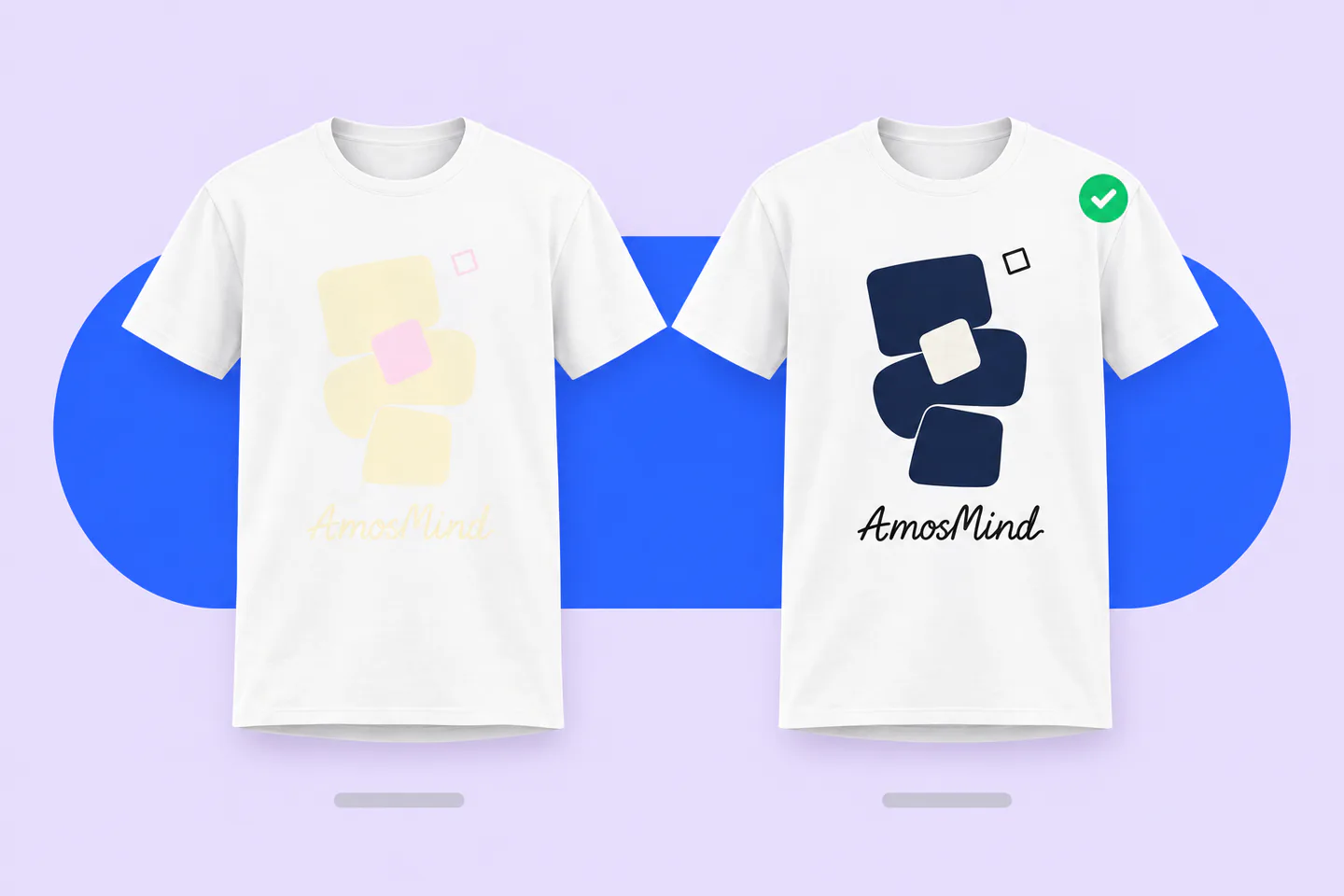 The same artwork on two white T-shirts: pale colors that fade into the fabric and dark colors that stay clear