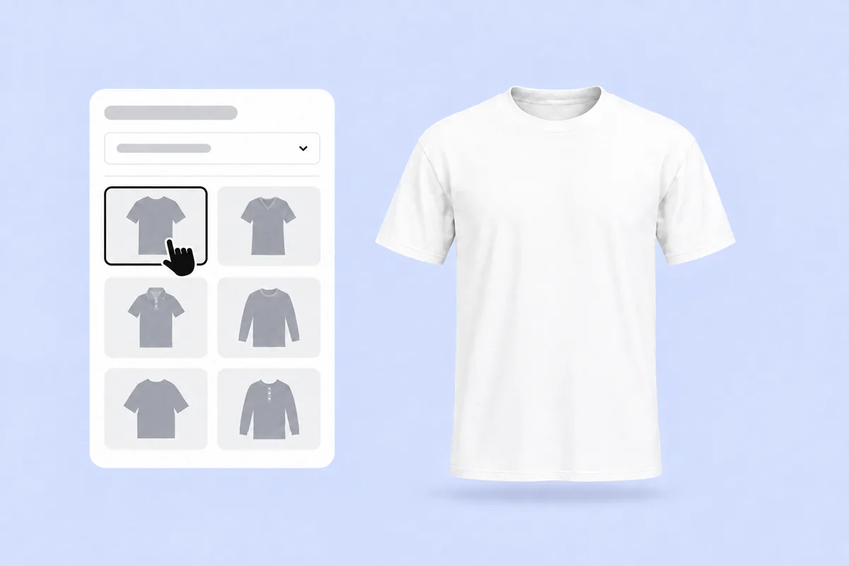 Choosing the classic crew-neck T-shirt in the mockup panel, already in white