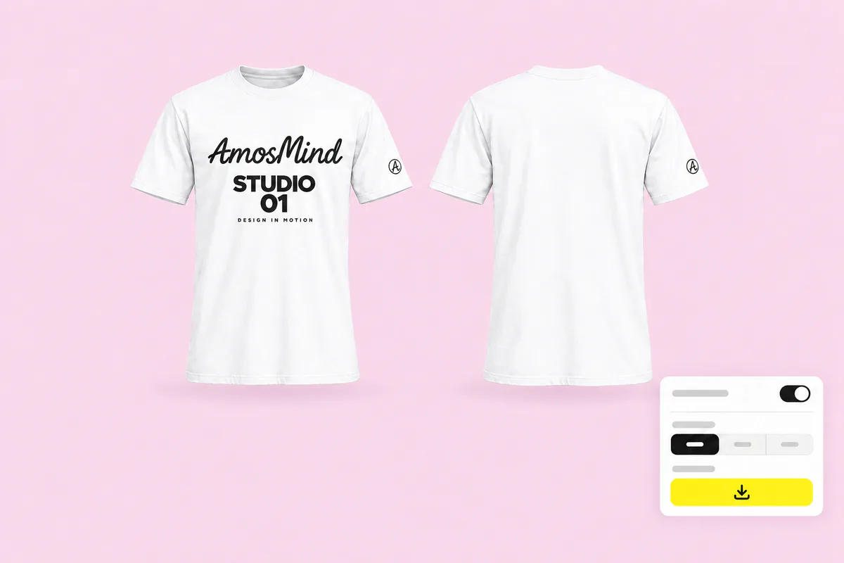 Front and back renders of the white T-shirt with the export settings